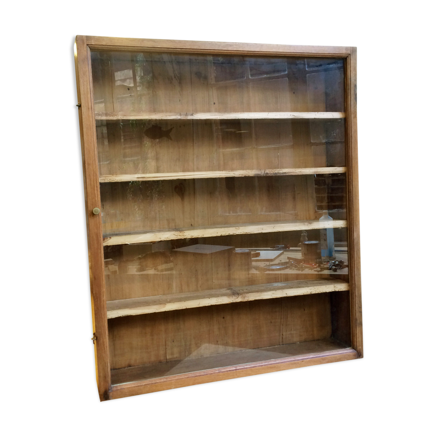 Ancient 19th oak wall showcase