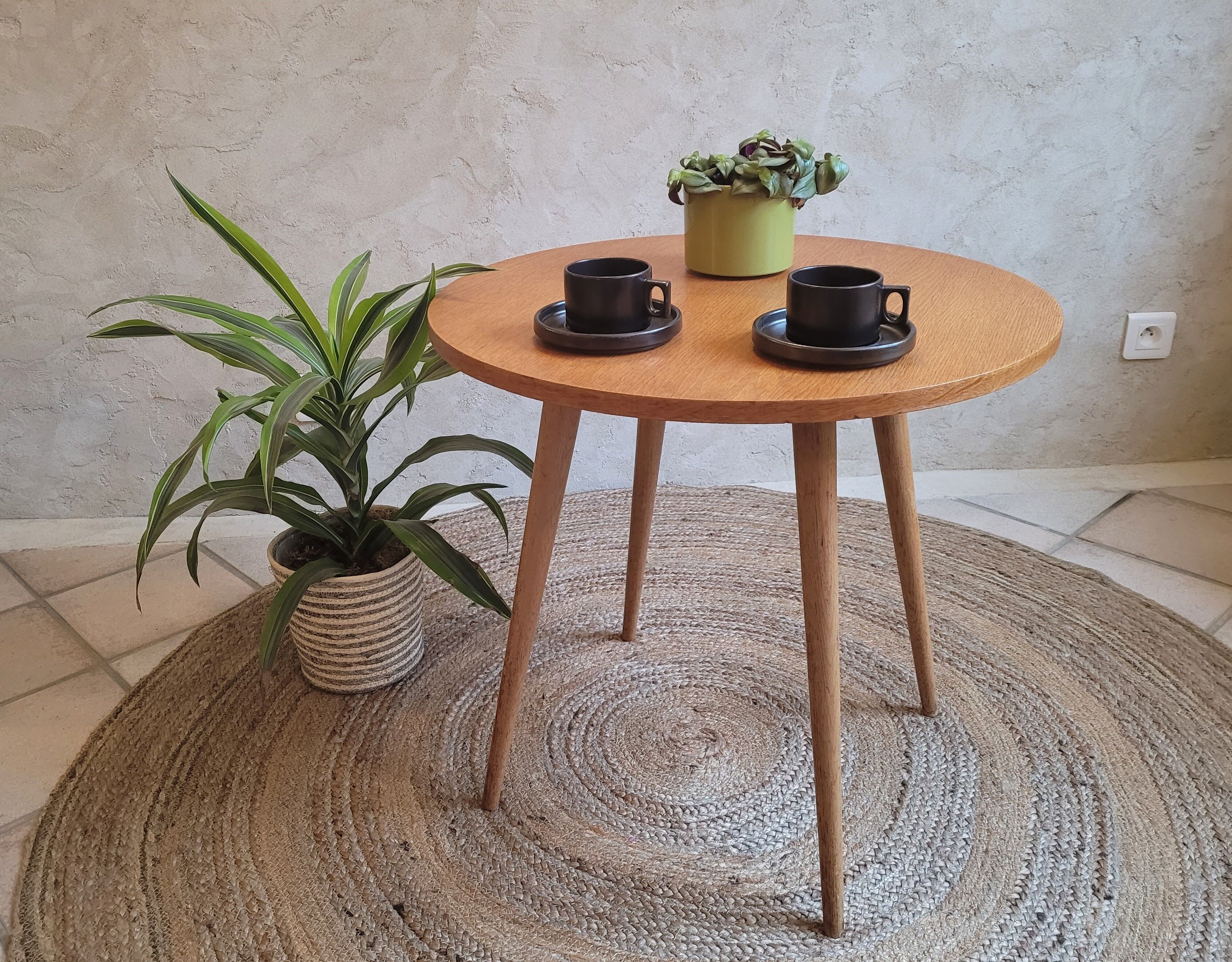 Vintage oak round coffee table
