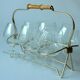 1950s - 6 cognac glasses on a brass tray as a set - Vintage