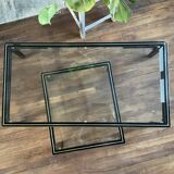 Pierre Vandel trundle coffee tables in lacquered metal and glass