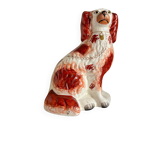 Staffordshire porcelain King Charles Cavalier dog in red, number 2, 19th century.