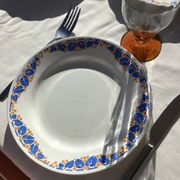 10 Assiettes plates Colette HBCM bleu et safran