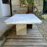Table basse vintage en marbre travertin