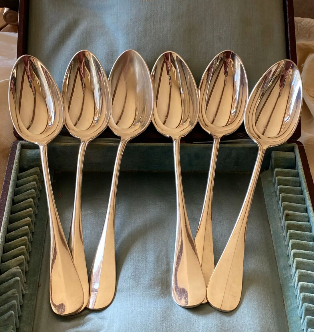 Set of 24 old cutlery: Alfenide housewife, monogrammed Fidelio model
