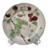 Decorative Plate Barbotine St Clément Made In France Vintage Raspberry Pattern