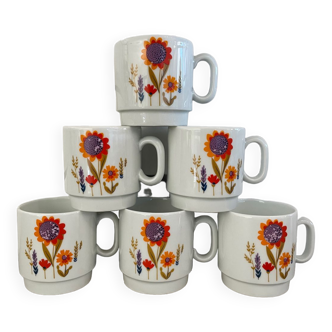 Coffee cups 70s in Sologne porcelain