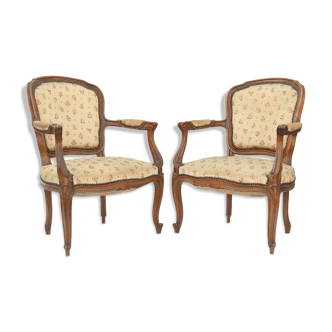 Pair of Louis XV-style convertible armchairs
