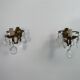 Pair of antique wall lamps - golden metal - grapevines - 1 lights