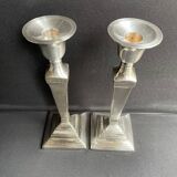 Candle holders (2) - Modern mid-century - Silver metal - Square base