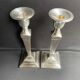 Candle holders (2) - Modern mid-century - Silver metal - Square base