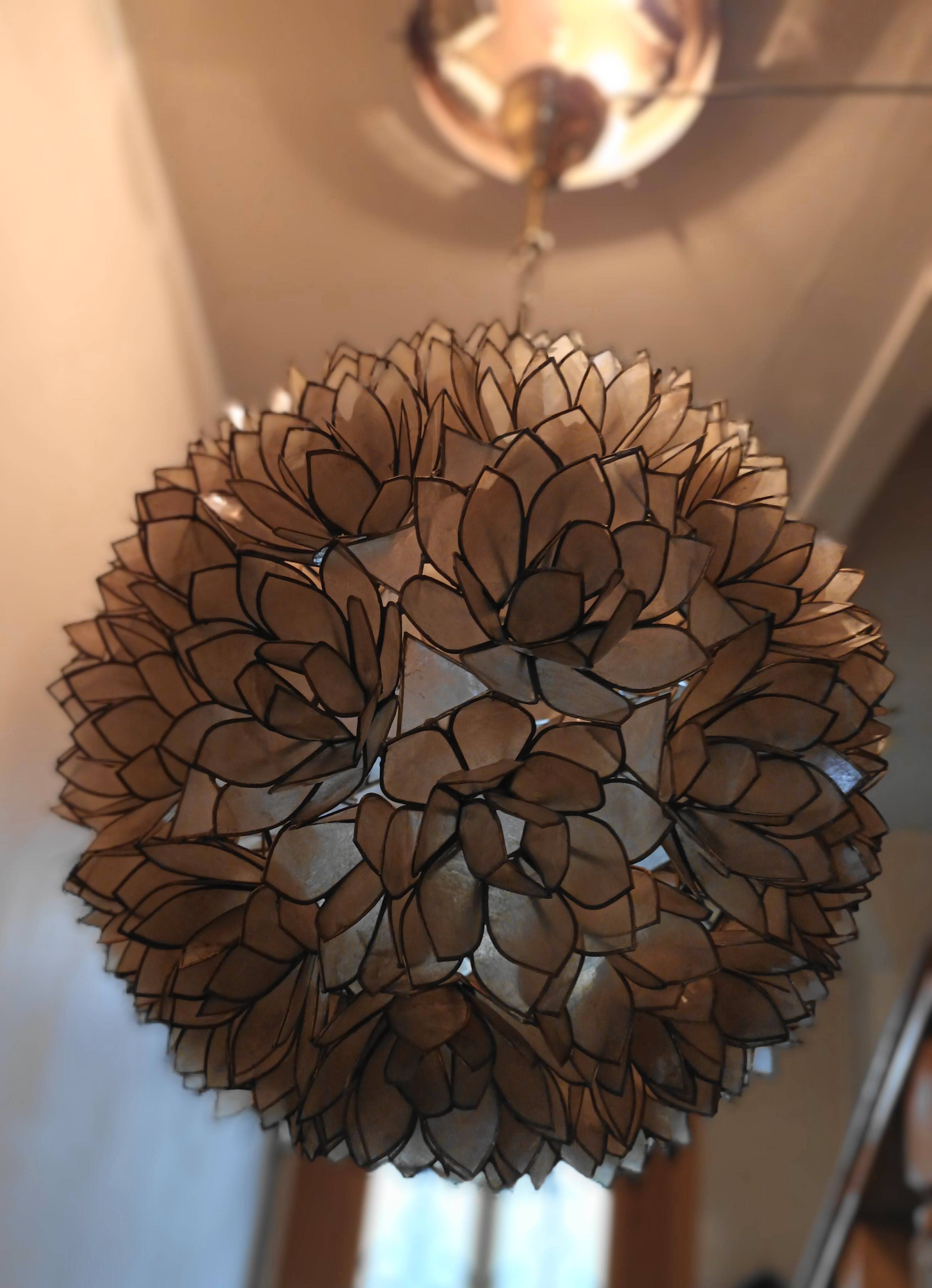 Capiz mother-of-pearl chandelier for Rausch, 1960s