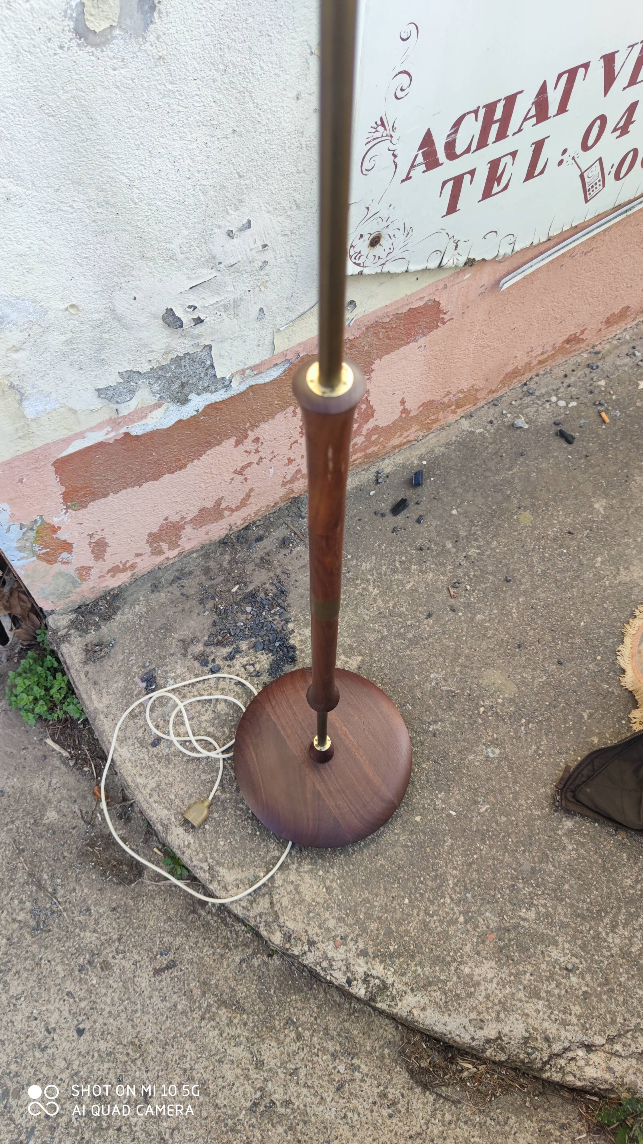 Teak and bronze floor lamp, circa 1960