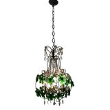 Lampe suspendue Macaroni à fleurs vertes des années 1950