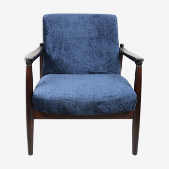 Navy blue armchair by edmund homa, 1970s