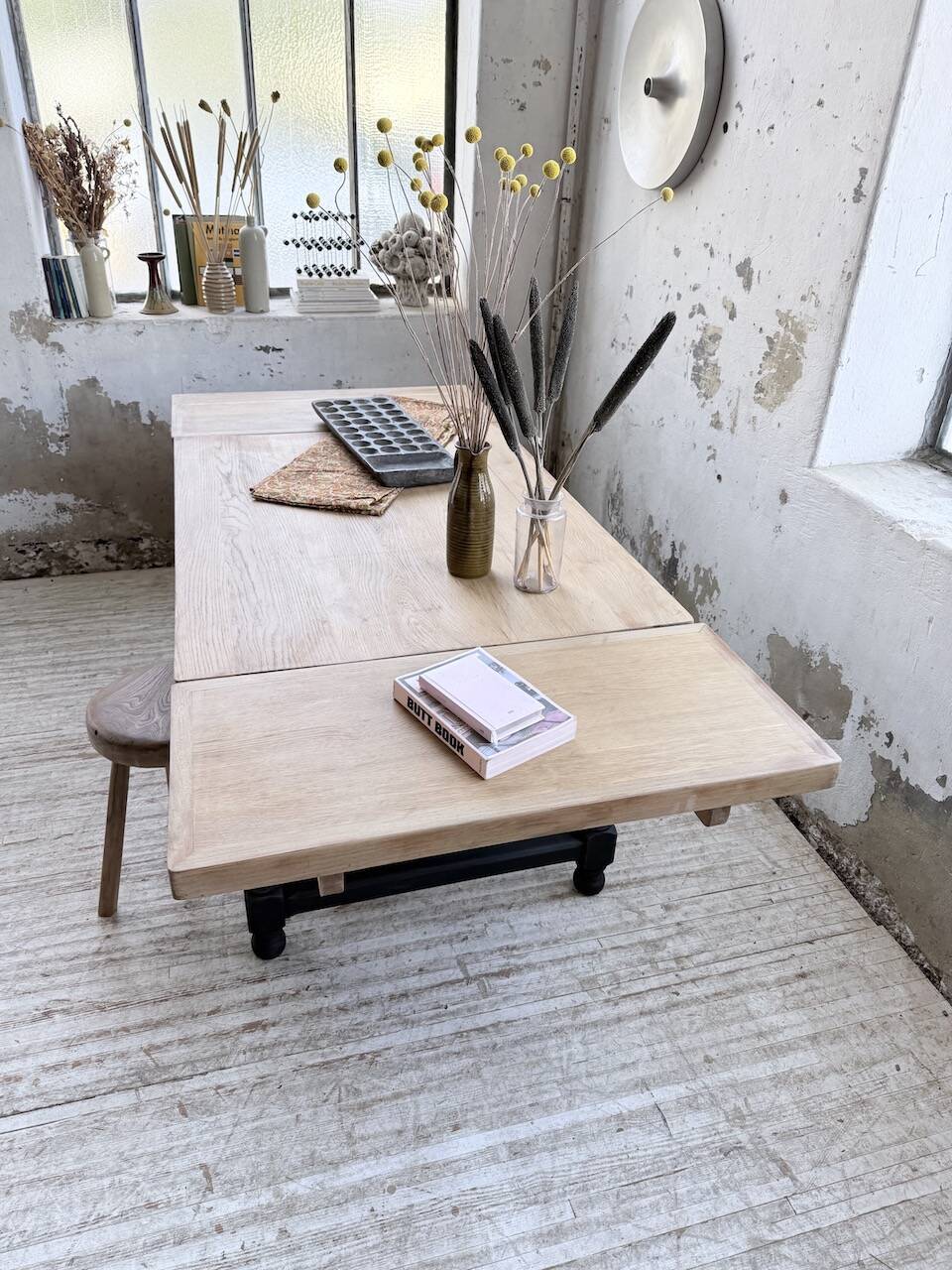 Table de ferme en chêne avec rallonges