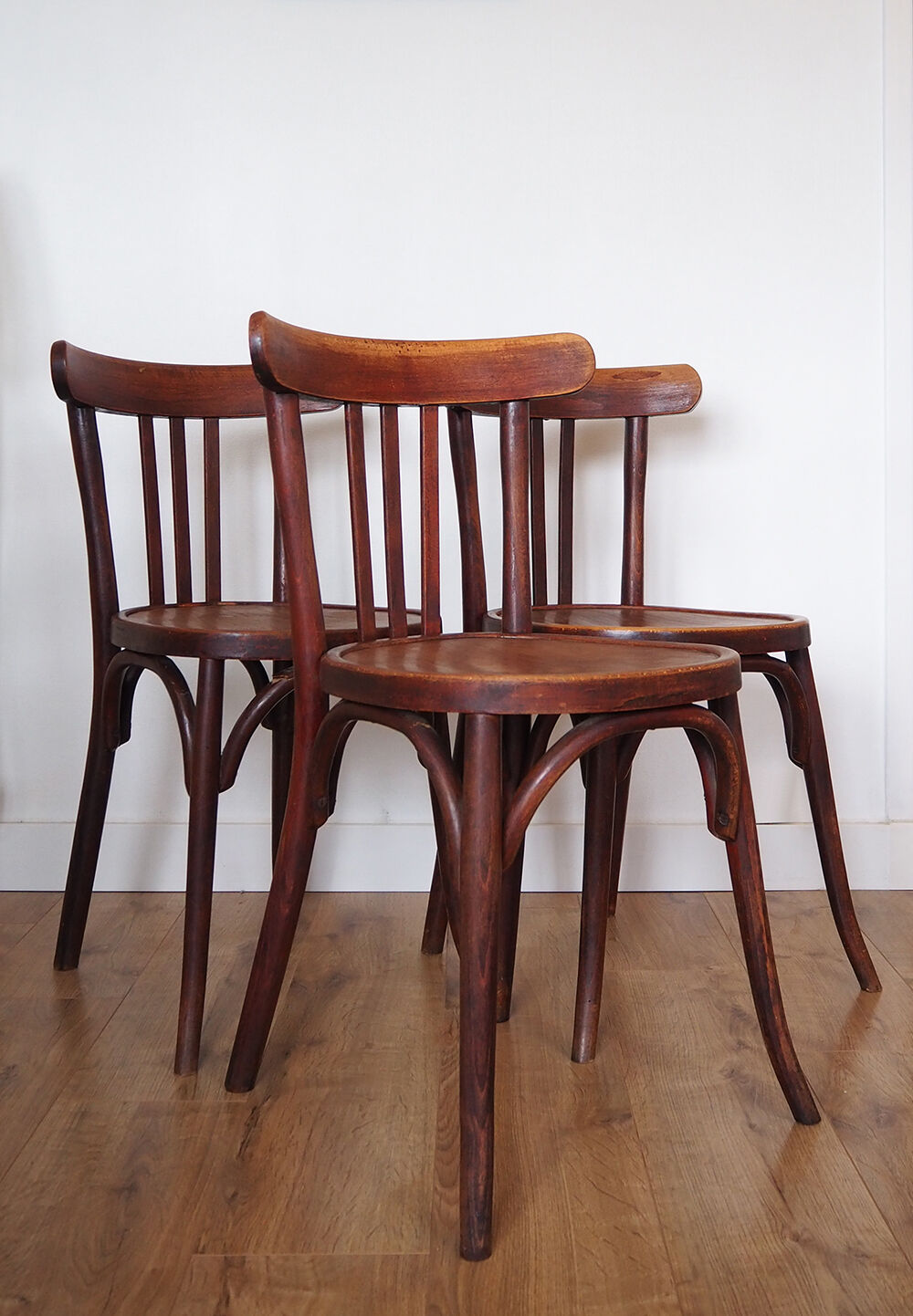 Set of wooden bistro chairs, vintage