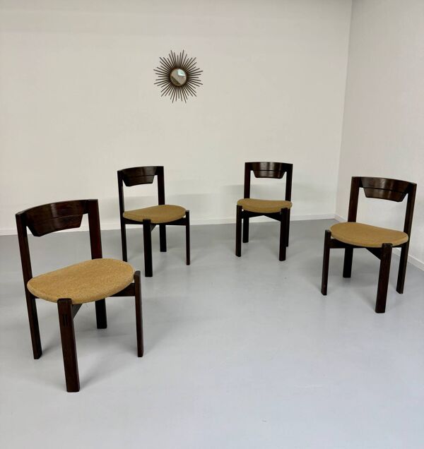 Lot de 4 chaises chaise style scandinave Girsberger années 80 vintage bois
