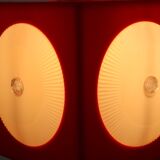 Red space age pendant lamp in plastic - 1970s lighting