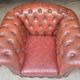 Authentic Vintage Chesterfield Armchair in Burgundy Leather