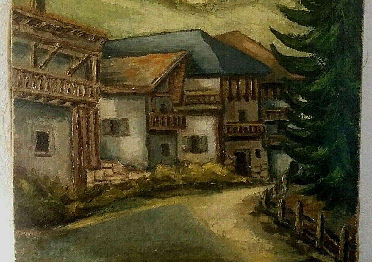 Painting painting Oil on canvas landscape mountain Mount Sapey Savoie