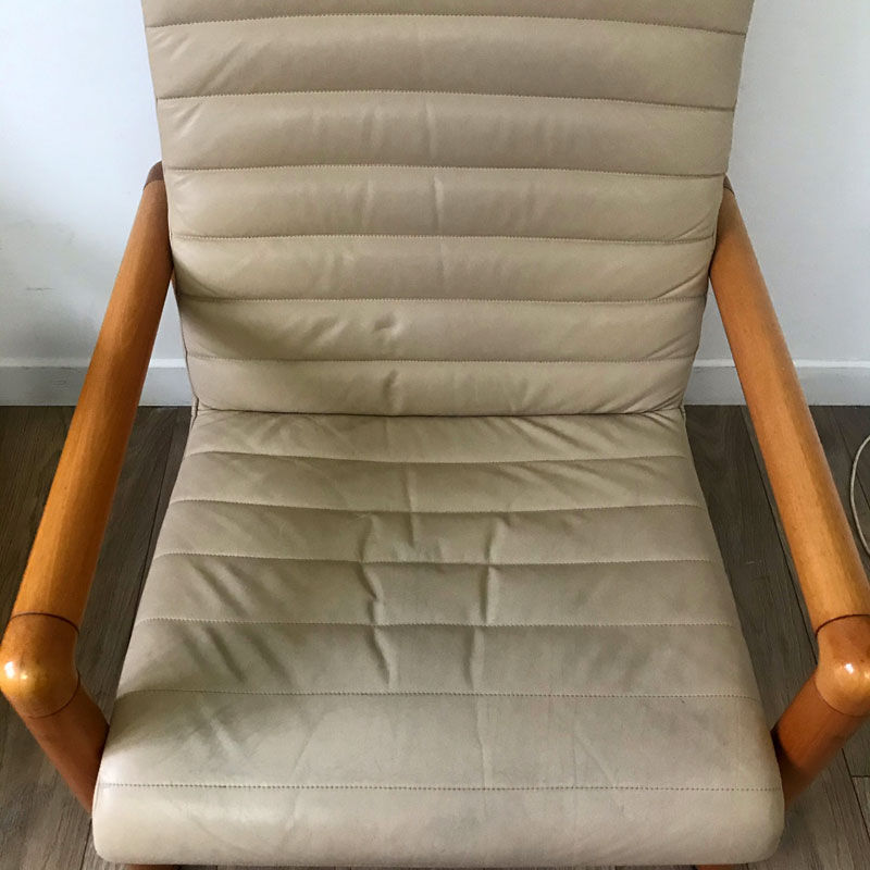80s cream leather armchair Flàttoto