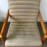 80s cream leather armchair Flàttoto