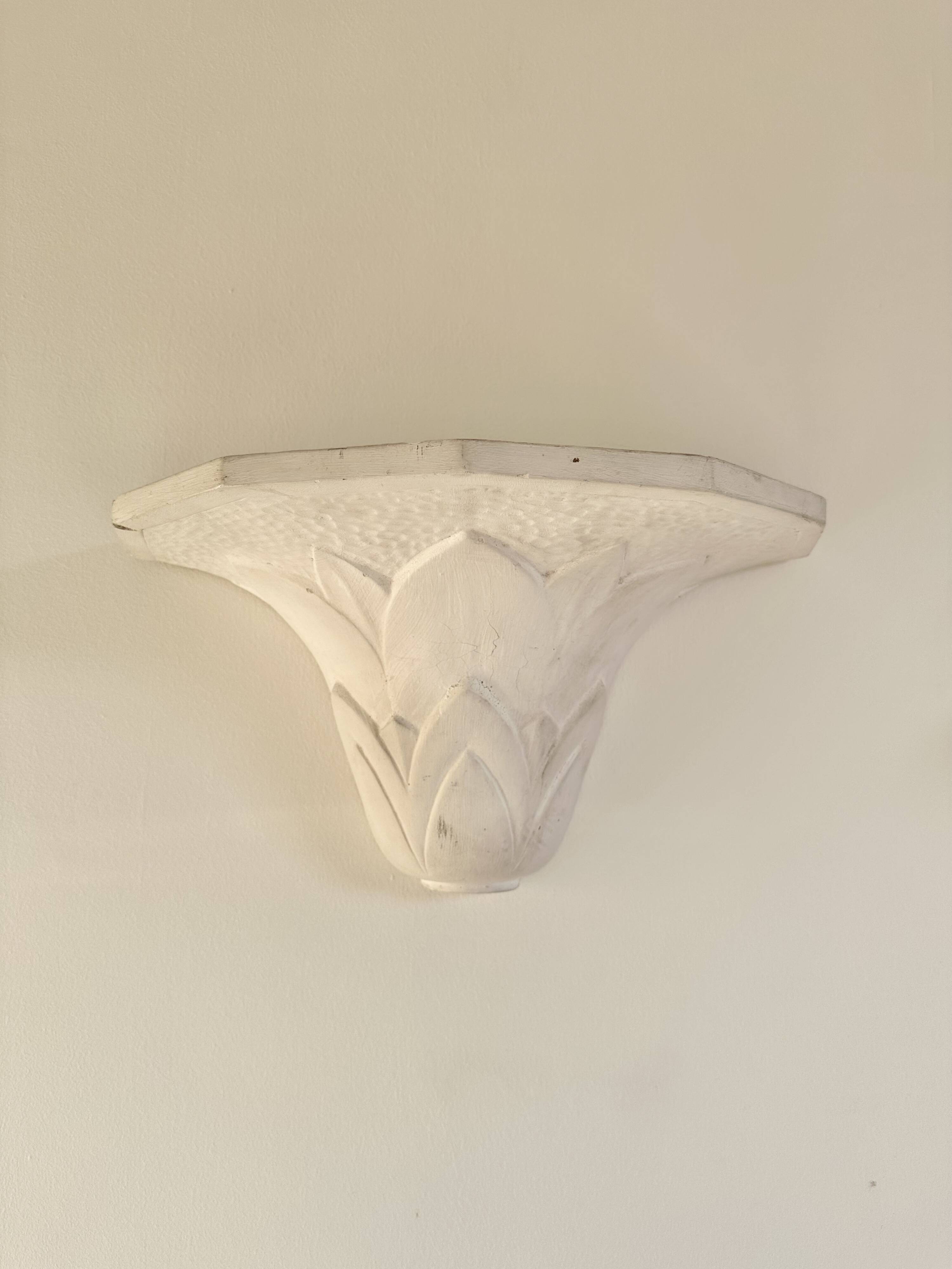 Pair of plaster wall sconces, palmette decoration, 20th century