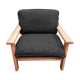 Wide armchair Scandinavian solid oak design 1960