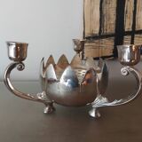 Bougeoir cente de table en métal argenté