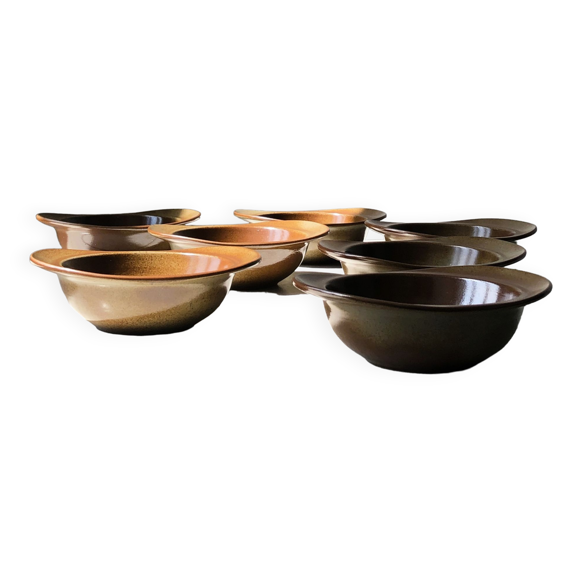 Set of 7 bowls with ears in spotted ceramic - TBE pyrite stoneware.