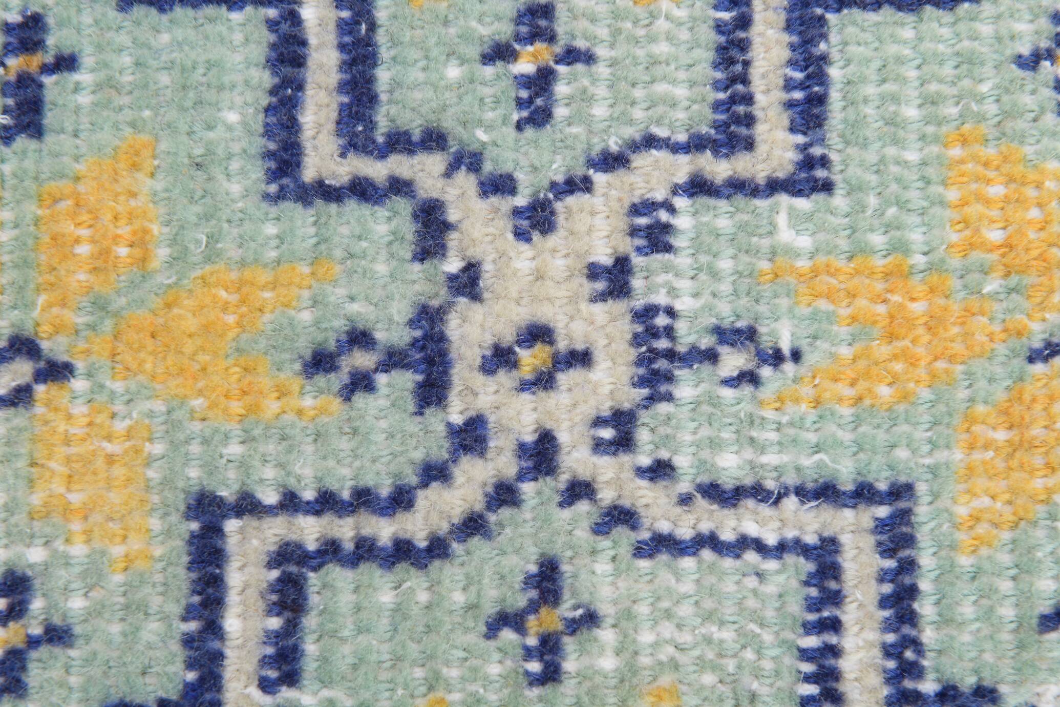 2x10 Blue & Yellow Vintage Runner Rug 73x328Cm