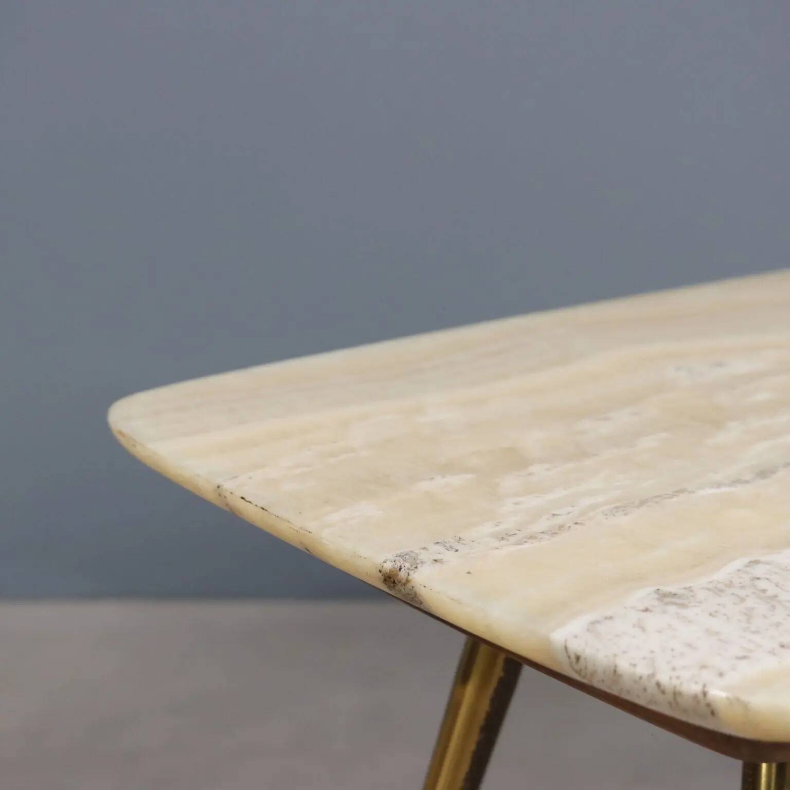 Vintage coffee table in onyx and brass, design, Italy, 1950s-1960s
