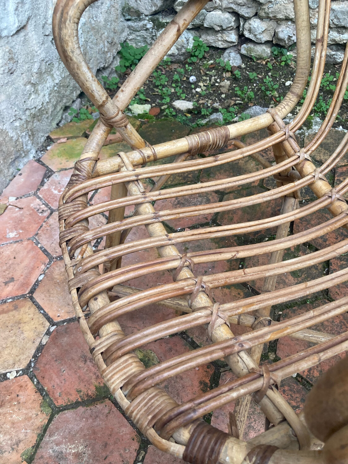 Pair of vintage rattan armchairs