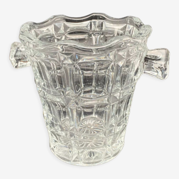 Faceted glass ice bucket