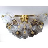 Set of Two Contemporary Transpaernt and Fumè "Poliedro" Murano Glass Wall Sconces