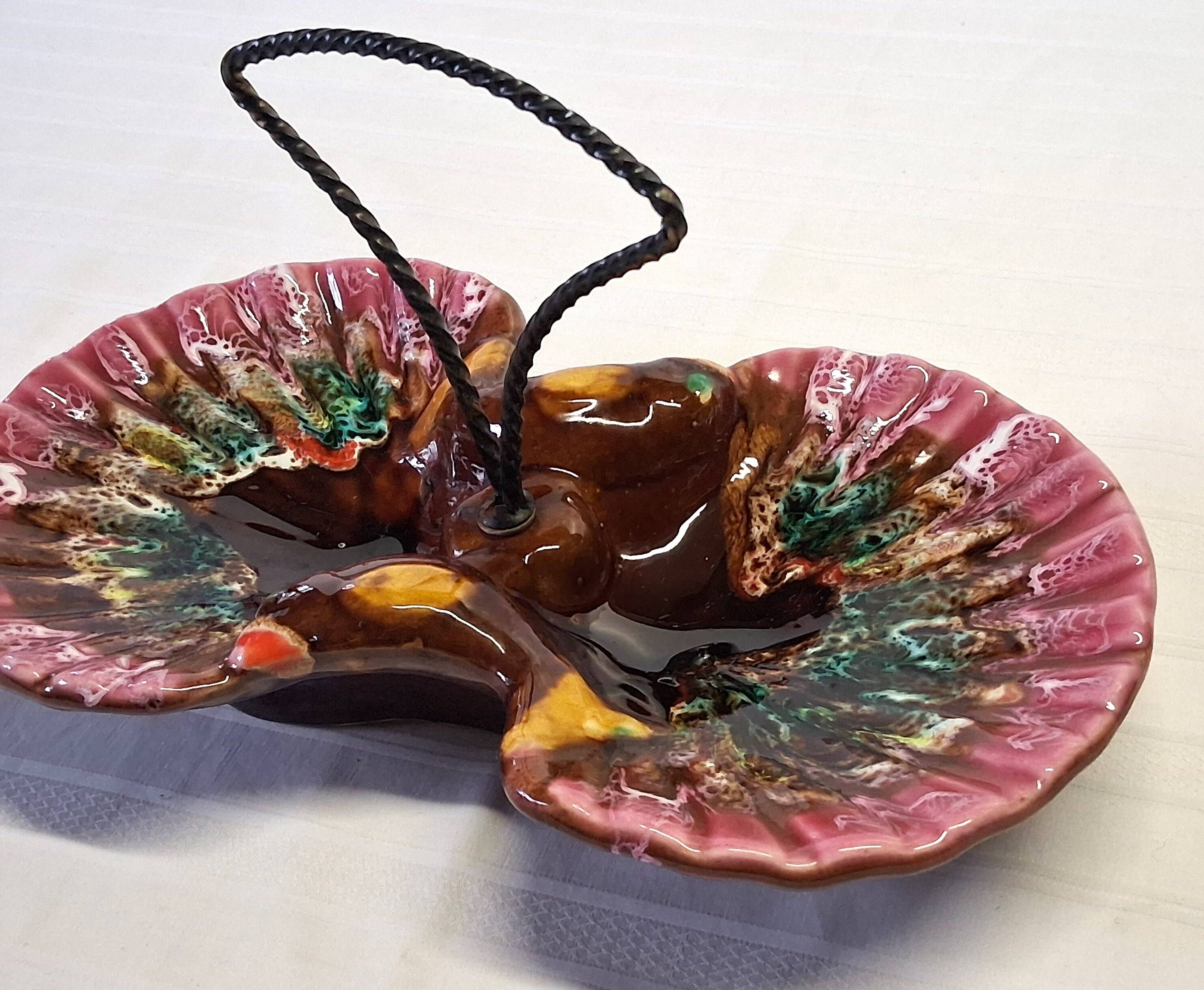 Vallauris-style shell-shaped serving tray in good condition