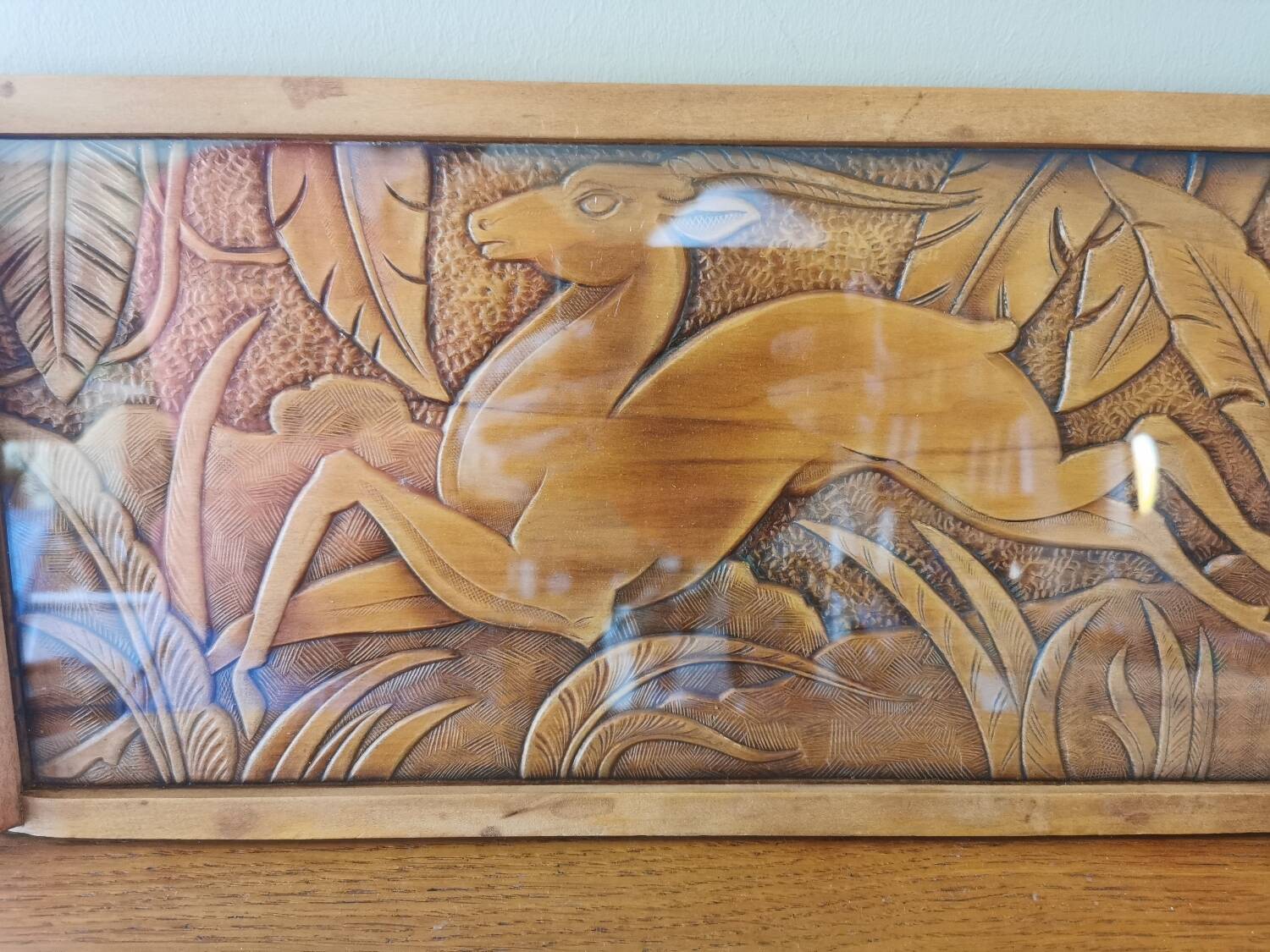 Plateau art déco bois sculpté