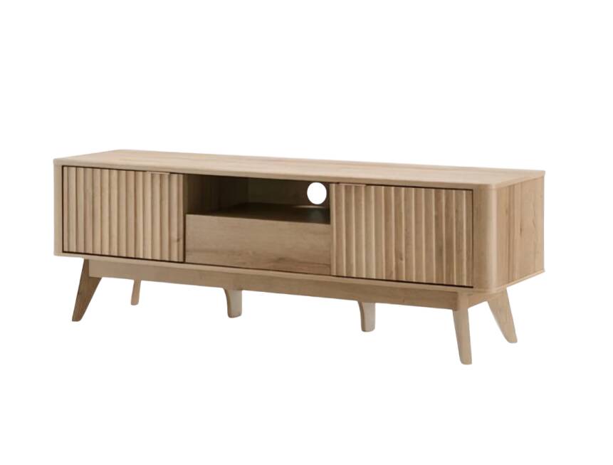 Mid-Century Modern Sideboard with Waveform Panel for TVs up to 50 Inch, Storage Sideboard