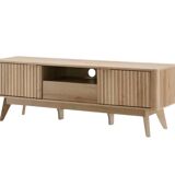 Mid-Century Modern Sideboard with Waveform Panel for TVs up to 50 Inch, Storage Sideboard