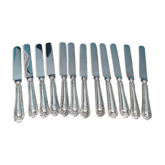 Lot of 12 silver knives stuffed 800 German monogram