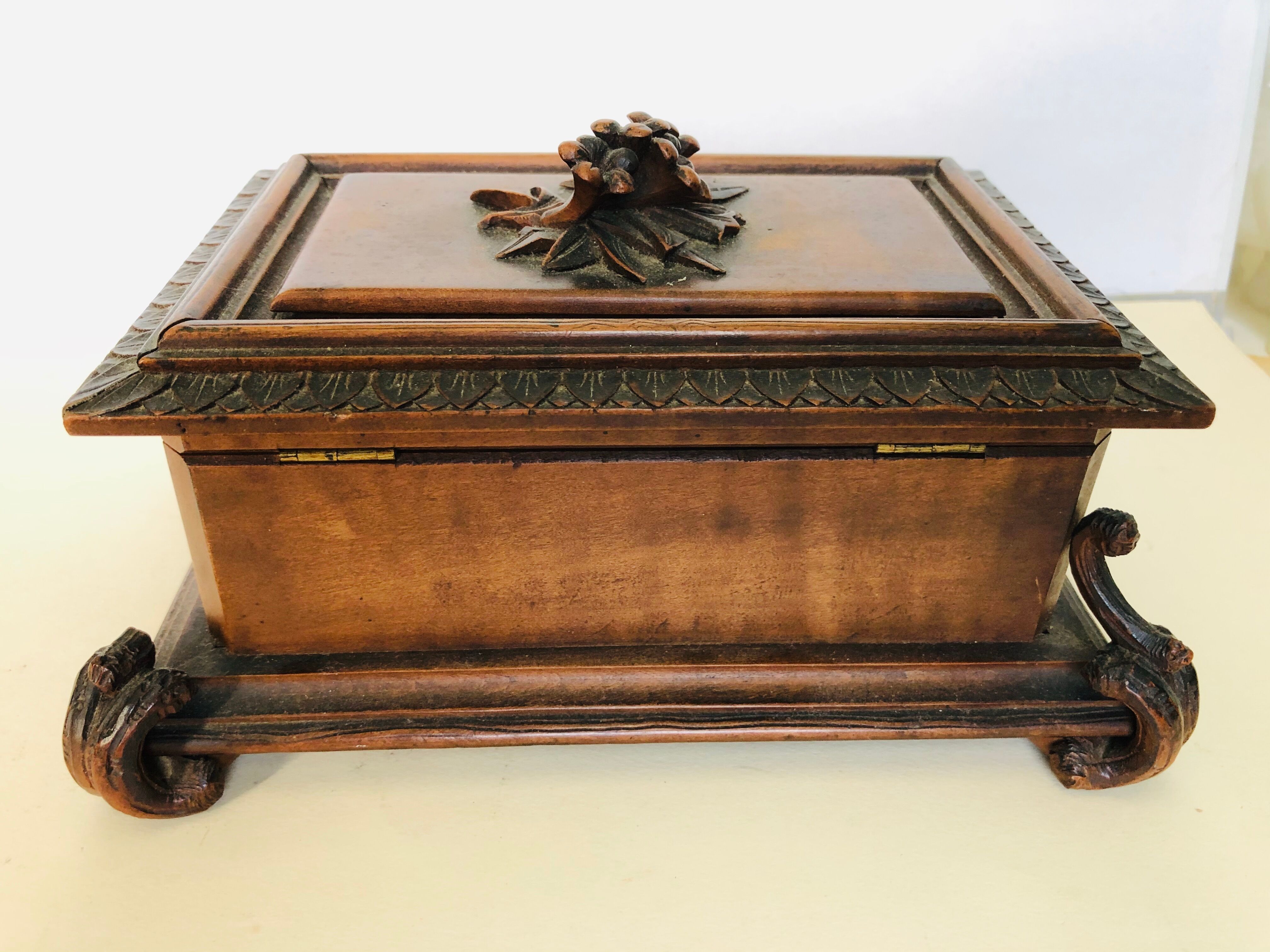 Ancient carved wooden box