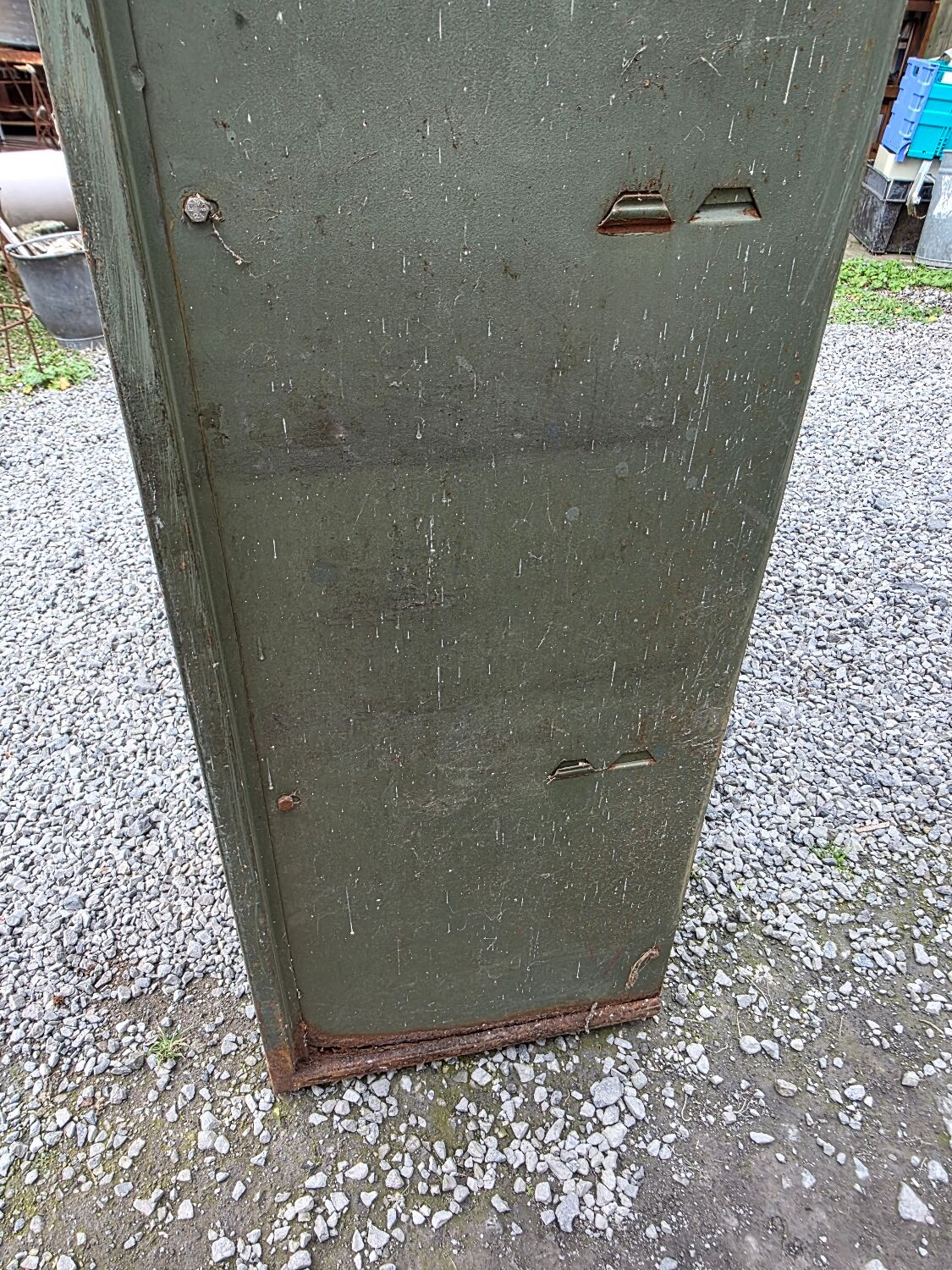 1950s iron workshop storage cabinet.