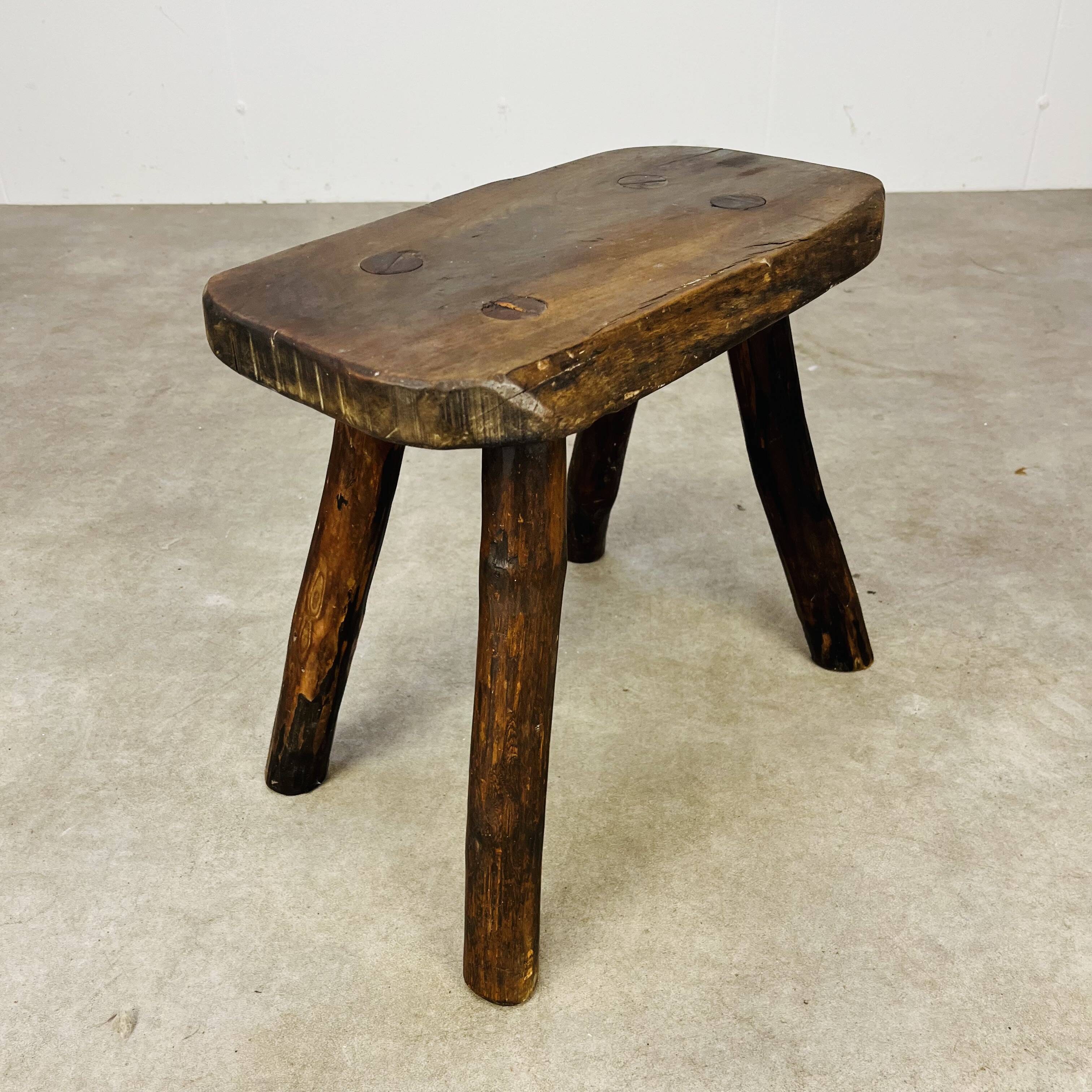 Solid wood brutalist farmhouse stool