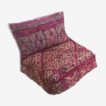 Pouf marocain en tapis avec oreiller