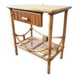 Bedside table, vintage wicker rattan nightstand