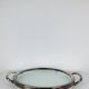 Vintage silver metal and glass tray
