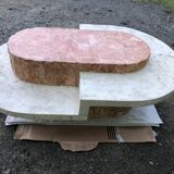 Vintage asymmetrical design coffee table in Mactan travertine stones by Magnussen ponte.