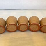 Five handmade stoneware egg cups