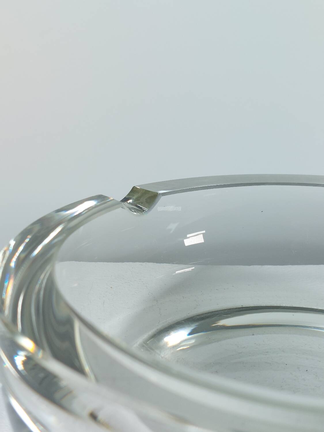 Vintage mid century hand cut crystal glass cigar ashtray