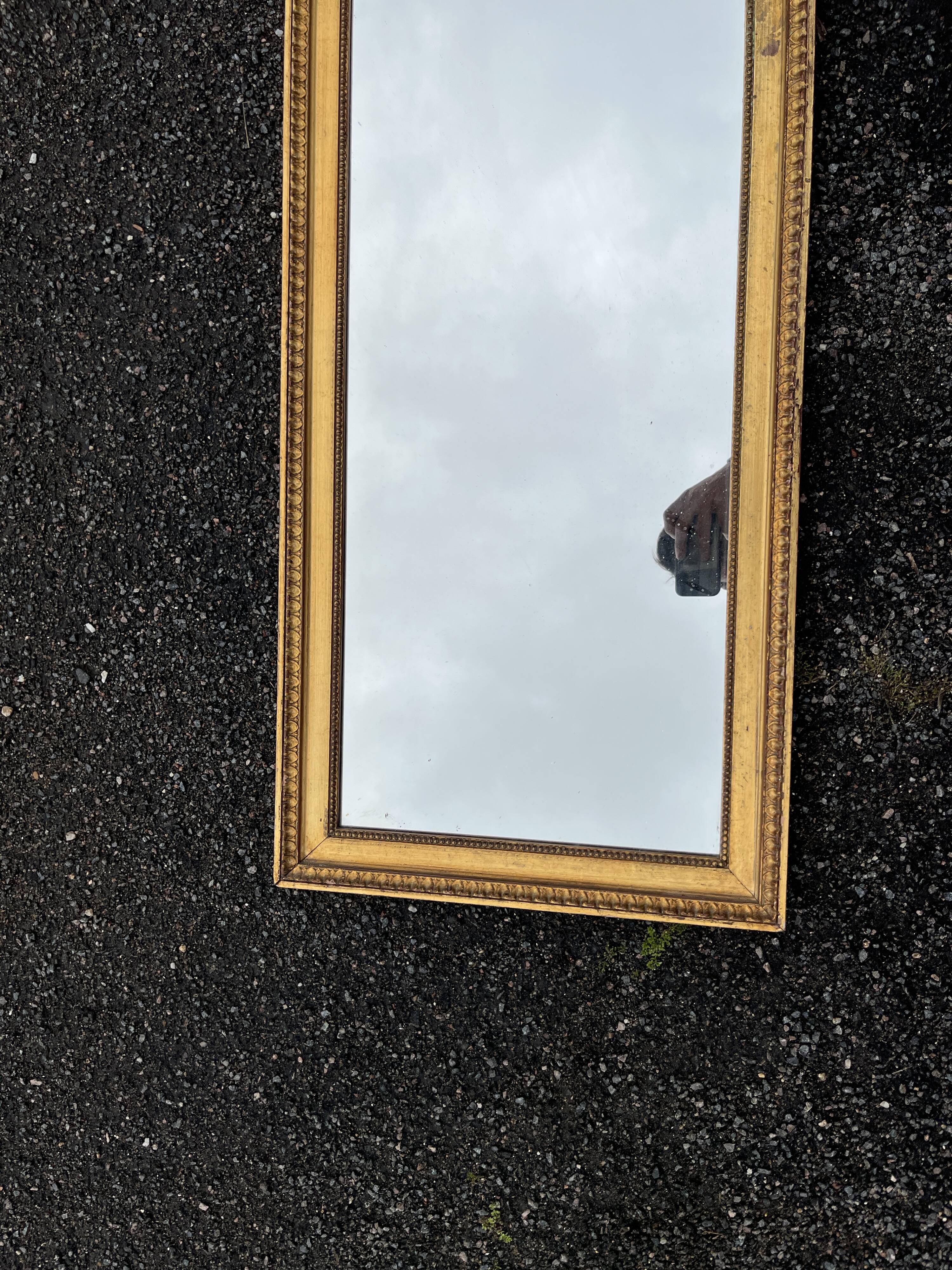 Large gold mirror 150 cm long classic style beaded frame